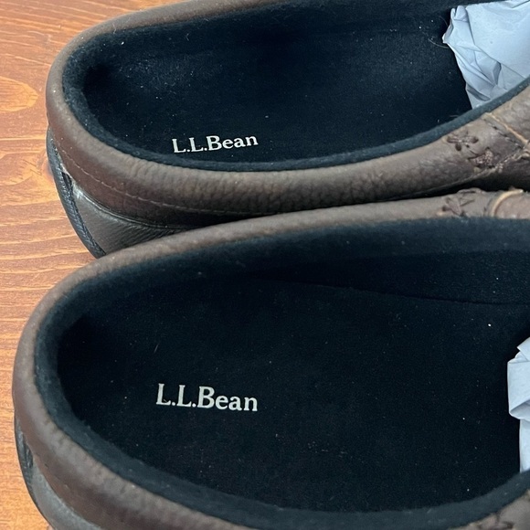 L.L. Bean Men's Pebbled Rugged Dark Brown Leather Comfort Moc Slides NEW 8 Fall - Picture 8 of 13